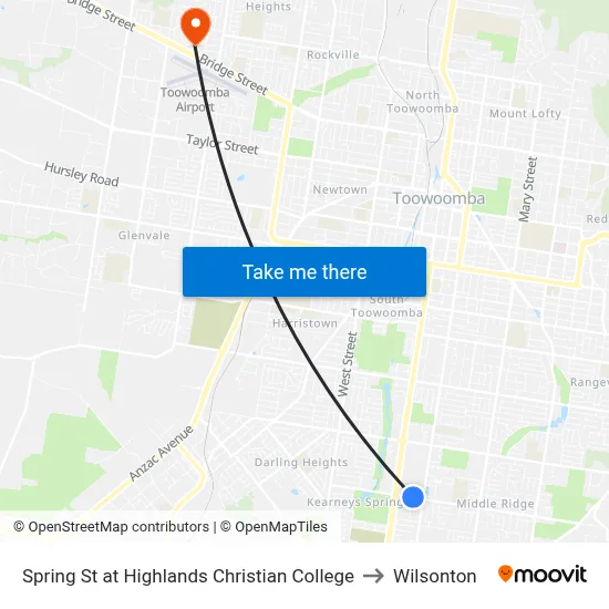 Spring St at Highlands Christian College to Wilsonton map