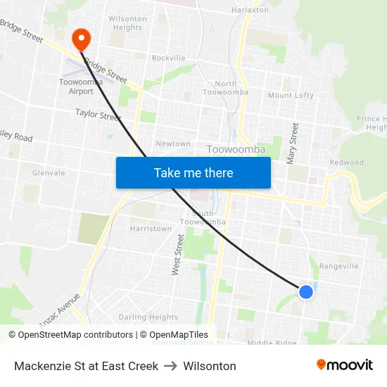 Mackenzie St at East Creek to Wilsonton map