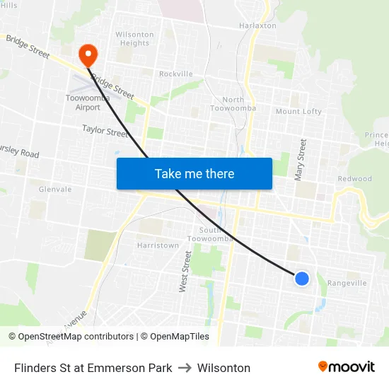 Flinders St at Emmerson Park to Wilsonton map