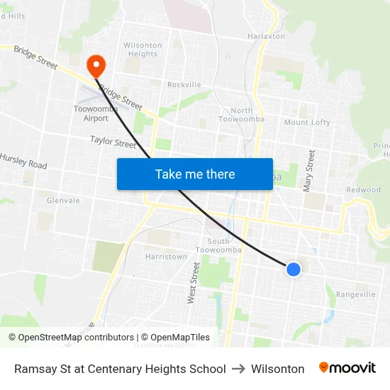 Ramsay St at Centenary Heights School to Wilsonton map