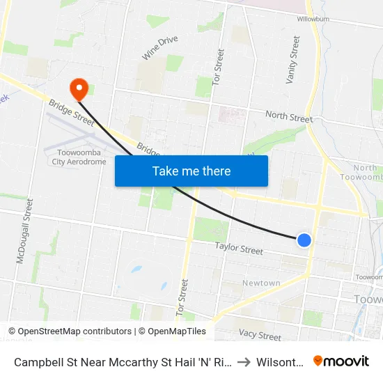 Campbell St Near Mccarthy St Hail 'N' Ride to Wilsonton map
