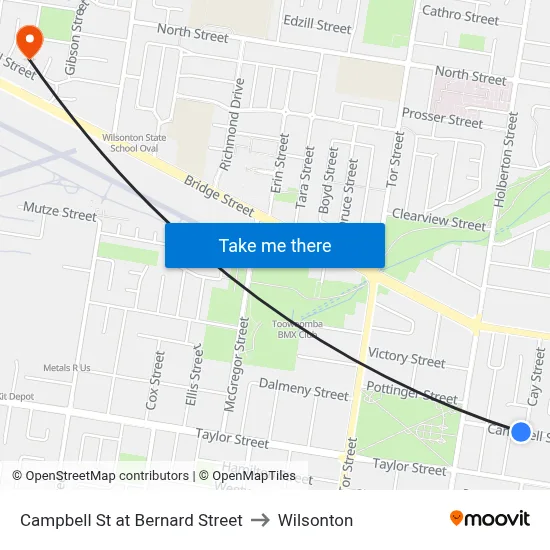 Campbell St at Bernard Street to Wilsonton map