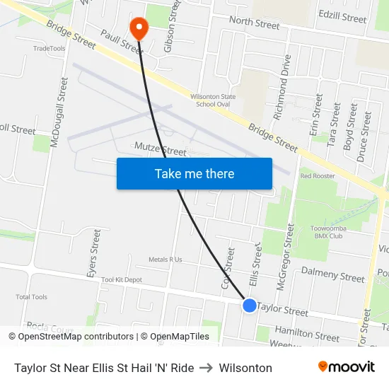 Taylor St Near Ellis St Hail 'N' Ride to Wilsonton map