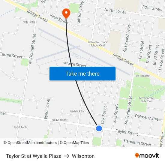 Taylor St at Wyalla Plaza to Wilsonton map