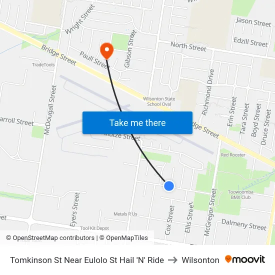 Tomkinson St Near Eulolo St Hail 'N' Ride to Wilsonton map