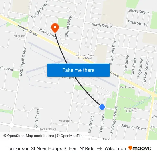 Tomkinson St Near Hopps St Hail 'N' Ride to Wilsonton map