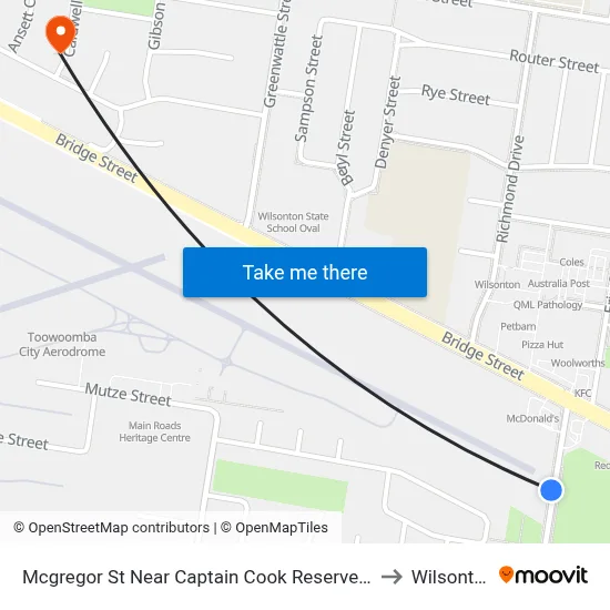 Mcgregor St Near Captain Cook Reserve Hnr to Wilsonton map