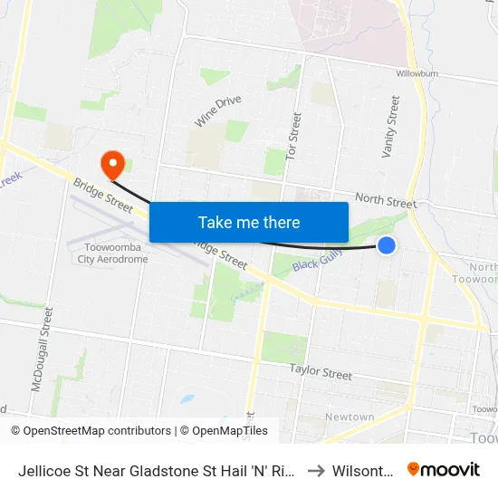 Jellicoe St Near Gladstone St Hail 'N' Ride to Wilsonton map