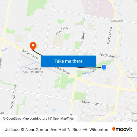 Jellicoe St Near Gordon Ave Hail 'N' Ride to Wilsonton map