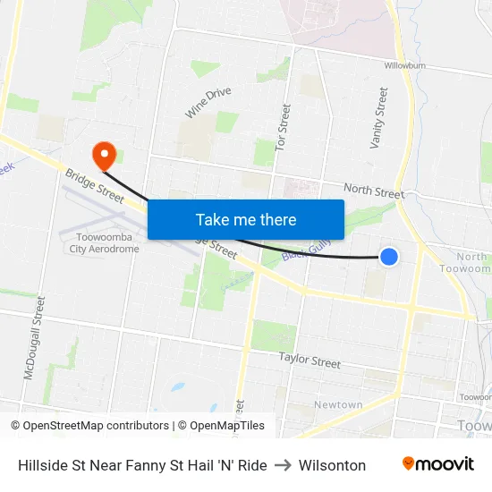 Hillside St Near Fanny St Hail 'N' Ride to Wilsonton map