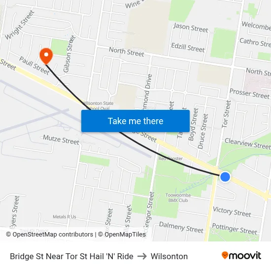 Bridge St Near Tor St Hail 'N' Ride to Wilsonton map