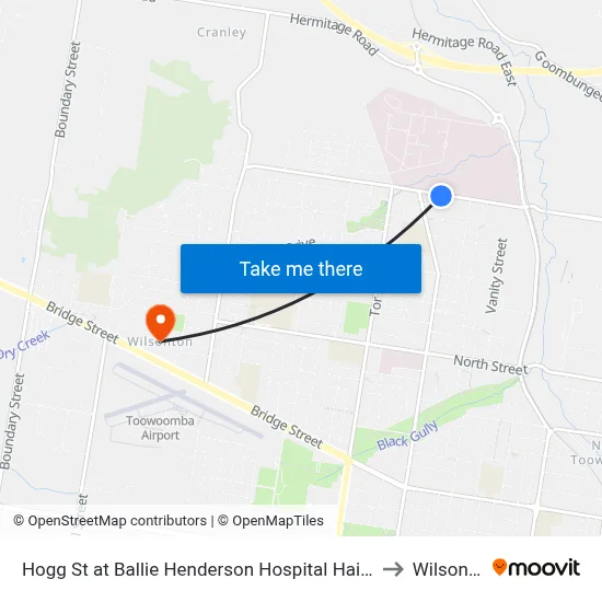 Hogg St at Ballie Henderson Hospital Hail 'N' Ride to Wilsonton map
