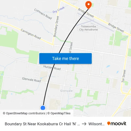 Boundary St Near Kookaburra Cr Hail 'N' Ride to Wilsonton map