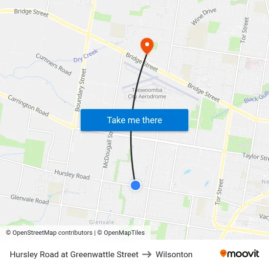 Hursley Road at Greenwattle Street to Wilsonton map