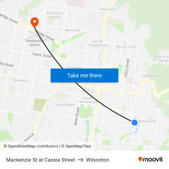 Mackenzie St at Cassia Street to Wilsonton map