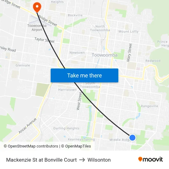 Mackenzie St at Bonville Court to Wilsonton map