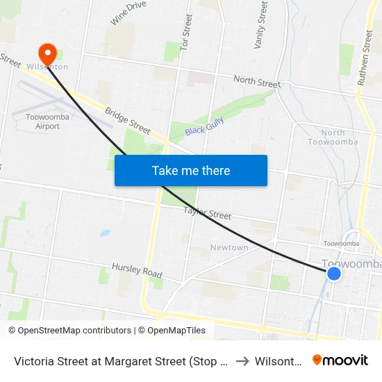 Victoria Street at Margaret Street (Stop A) to Wilsonton map