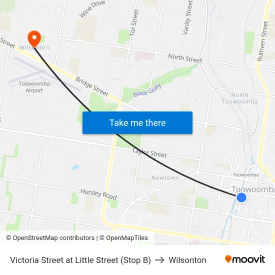 Victoria Street at Little Street (Stop B) to Wilsonton map