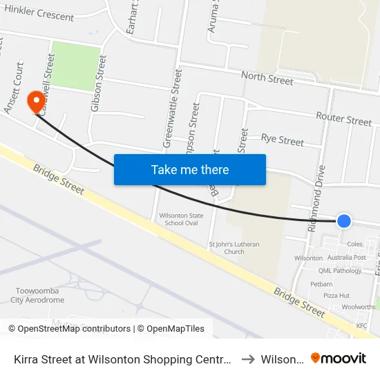 Kirra Street at Wilsonton Shopping Centre (Stop B) to Wilsonton map