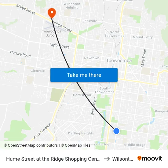 Hume Street at the Ridge Shopping Centre to Wilsonton map