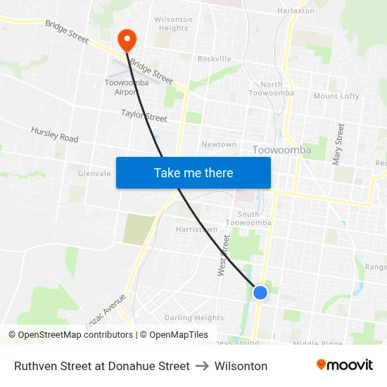 Ruthven Street at Donahue Street to Wilsonton map