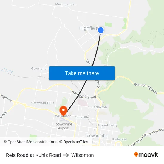 Reis Road at Kuhls Road to Wilsonton map