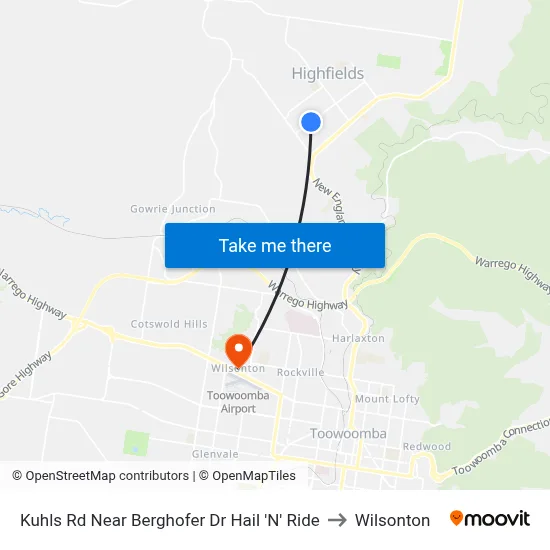 Kuhls Rd Near Berghofer Dr Hail 'N' Ride to Wilsonton map