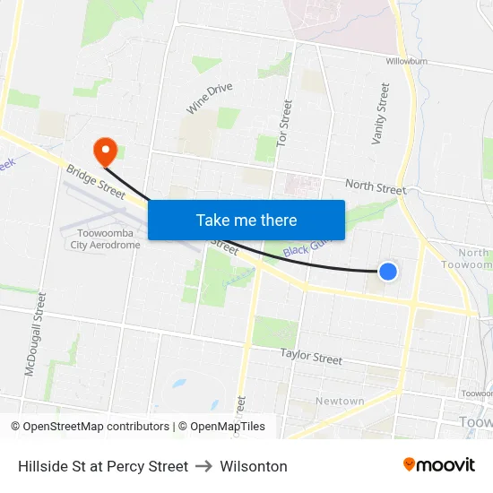 Hillside St at Percy Street to Wilsonton map