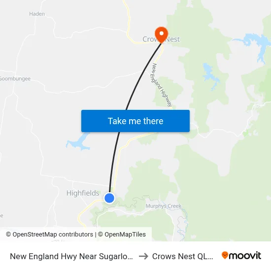 New England Hwy Near Sugarloaf Rd Hail 'N' Ride to Crows Nest QLD Australia map