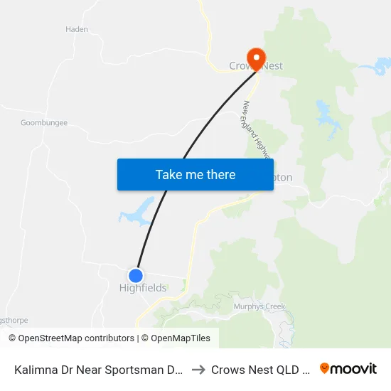 Kalimna Dr Near Sportsman Dr Hail 'N' Ride to Crows Nest QLD Australia map