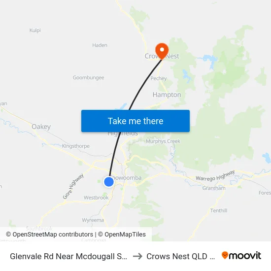Glenvale Rd Near Mcdougall St Hail 'N' Ride to Crows Nest QLD Australia map