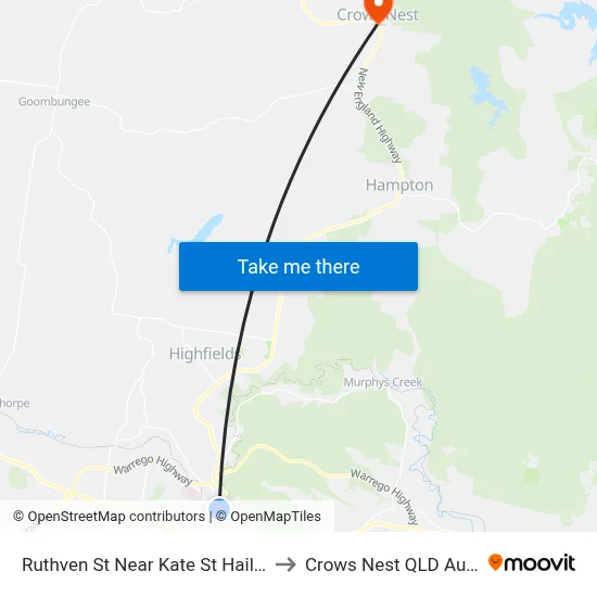 Ruthven St Near Kate St Hail 'N' Ride to Crows Nest QLD Australia map