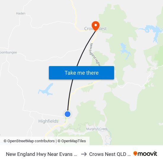 New England Hwy Near Evans Rd Hail 'N' Ride to Crows Nest QLD Australia map