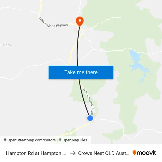 Hampton Rd at Hampton Store to Crows Nest QLD Australia map
