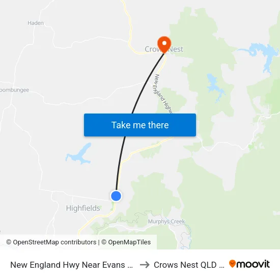 New England Hwy Near Evans Rd Hail 'N' Ride to Crows Nest QLD Australia map