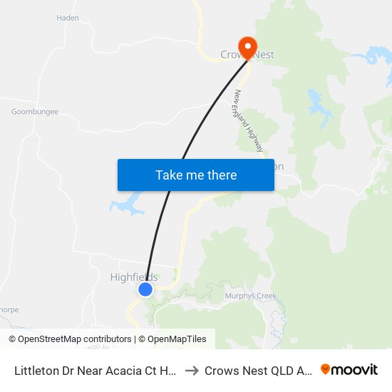Littleton Dr Near Acacia Ct Hail 'N' Ride to Crows Nest QLD Australia map