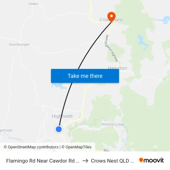 Flamingo Rd Near Cawdor Rd Hail 'N' Ride to Crows Nest QLD Australia map