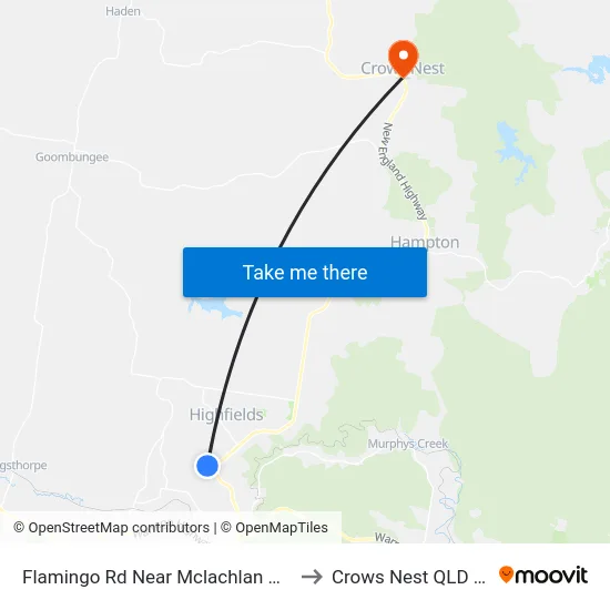 Flamingo Rd Near Mclachlan Dr Hail 'N' Ride to Crows Nest QLD Australia map