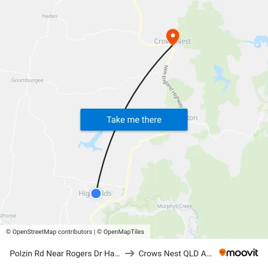 Polzin Rd Near Rogers Dr Hail 'N' Ride to Crows Nest QLD Australia map