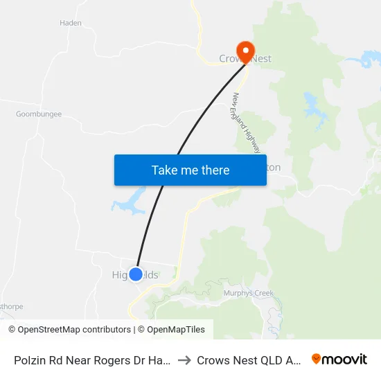 Polzin Rd Near Rogers Dr Hail 'N' Ride to Crows Nest QLD Australia map