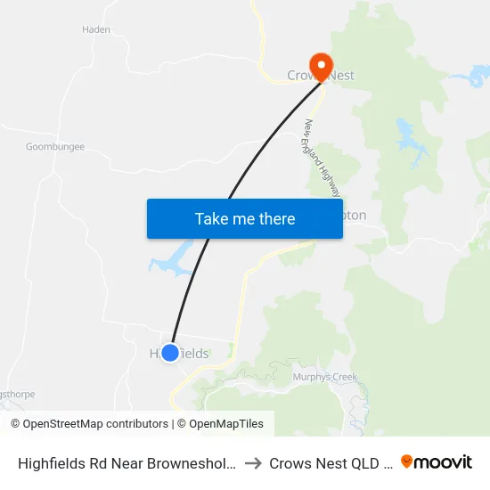 Highfields Rd Near Brownesholme Village Hnr to Crows Nest QLD Australia map