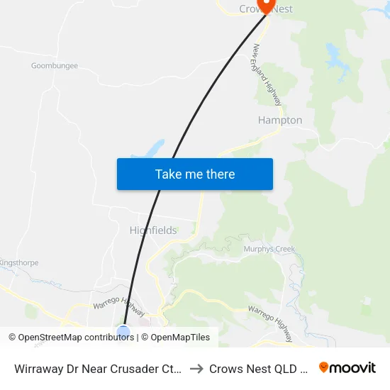 Wirraway Dr Near Crusader Ct Hail 'N' Ride to Crows Nest QLD Australia map