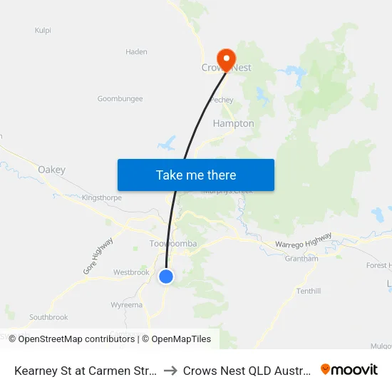 Kearney St at Carmen Street to Crows Nest QLD Australia map