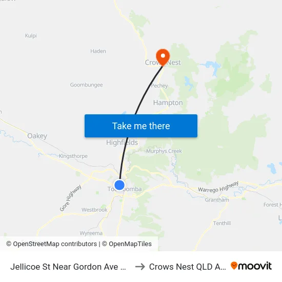 Jellicoe St Near Gordon Ave Hail 'N' Ride to Crows Nest QLD Australia map