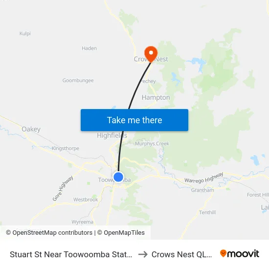Stuart St Near Toowoomba State High School Hnr to Crows Nest QLD Australia map