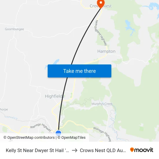 Kelly St Near Dwyer St Hail 'N' Ride to Crows Nest QLD Australia map