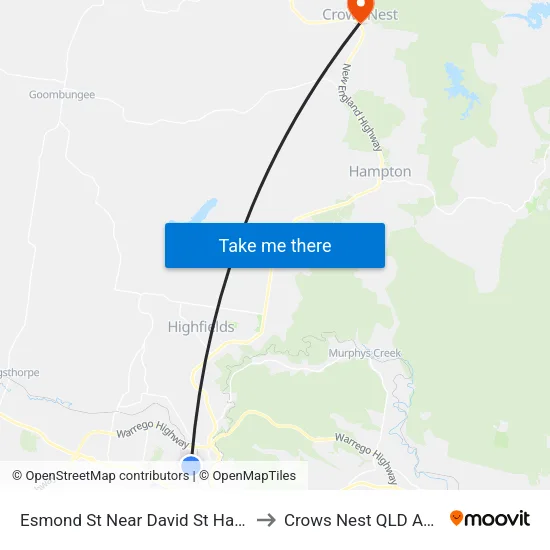 Esmond St Near David St Hail 'N' Ride to Crows Nest QLD Australia map