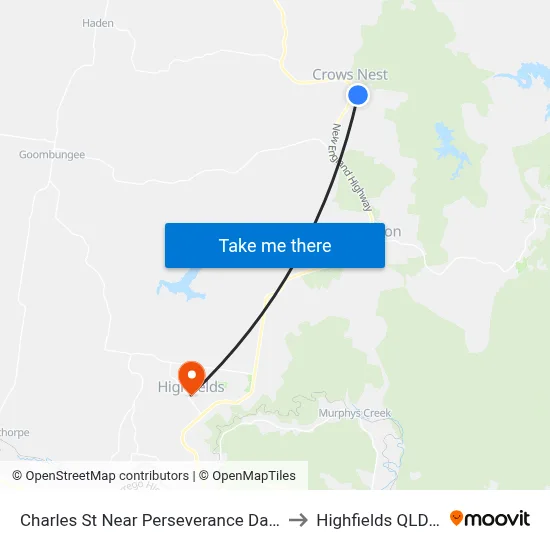 Charles St Near Perseverance Dam Rd Hail 'N' Ride to Highfields QLD Australia map