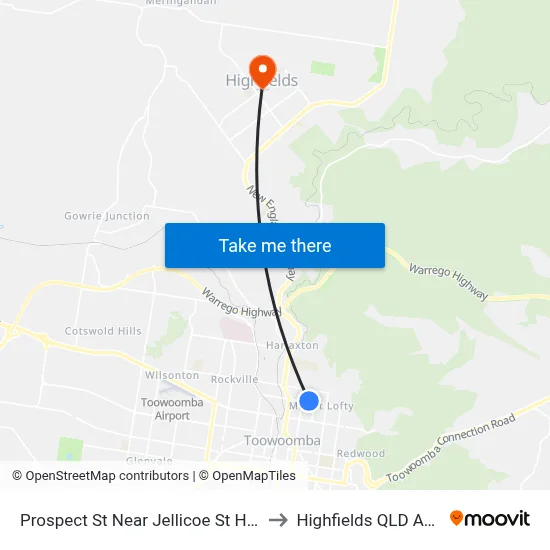 Prospect St Near Jellicoe St Hail 'N' Ride to Highfields QLD Australia map
