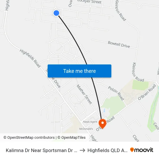 Kalimna Dr Near Sportsman Dr Hail 'N' Ride to Highfields QLD Australia map
